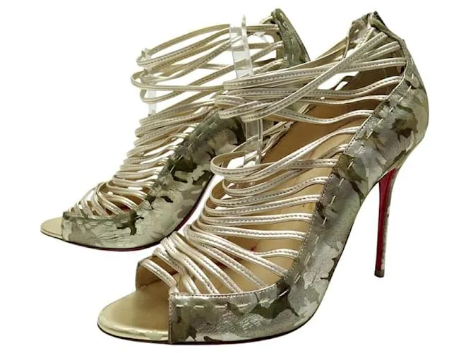 STIVALI CAMOUFLAGE GORTIK 39 IN PELLE CHRISTIAN LOUBOUTIN D'oro