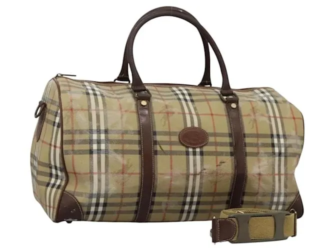 Autre Marque Borsa Boston Burberrys Nova Check PVC 2way Beige Auth EC382