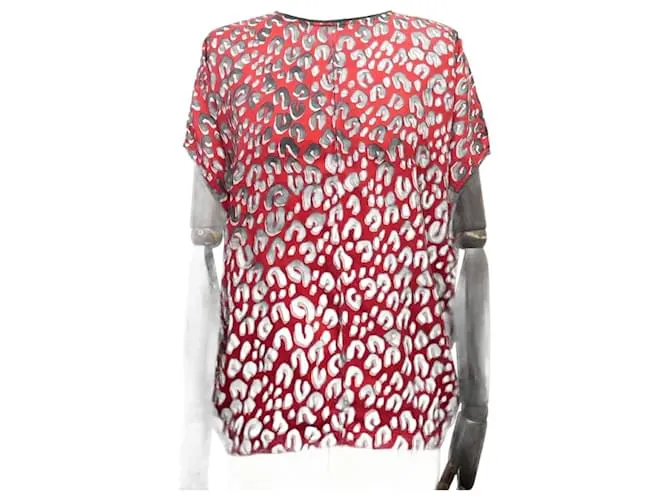 ALTO LOUIS VUITTON TOP LEOPARDO CONFETTI STEPHEN SPROUSE ROSSO S 36 SETA