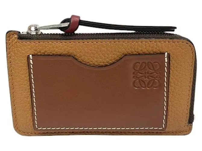 Portafoglio portamonete in pelle di vitello Loewe Beige Bordò