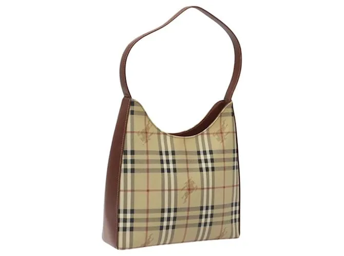 Autre Marque Borsa a spalla Burberrys Nova Check in pelle PVC beige Auth 116394