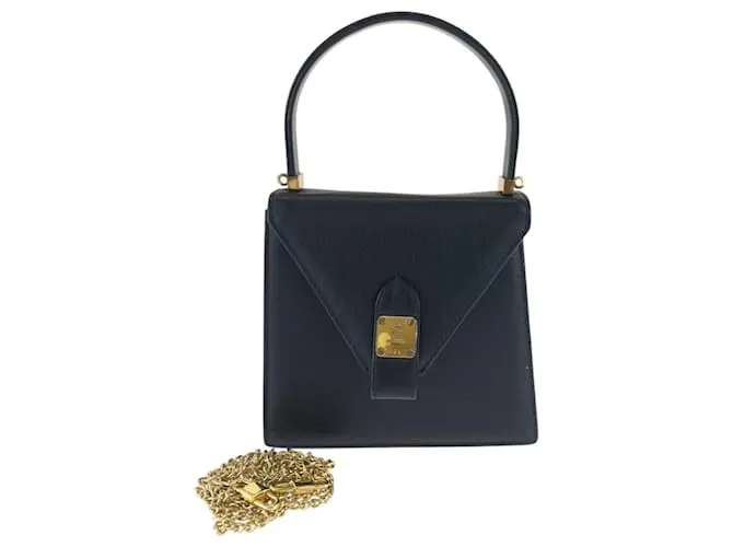 Borsa a spalla in pelle nera vintage MCM Nero