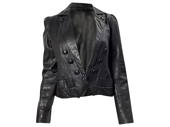 Giacca aperta in pelle nera con dettagli a bottone Marc by Marc Jacobs Nero