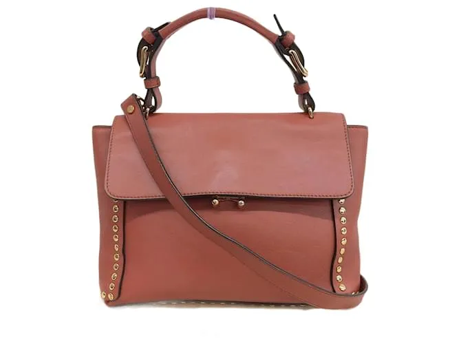 Borsa a mano 2WAY in pelle Marni con borchie Marrone