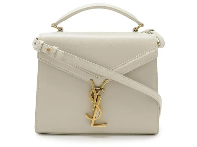 Borsa a mano Cassandra Mini Yves Saint Laurent Bianco sporco