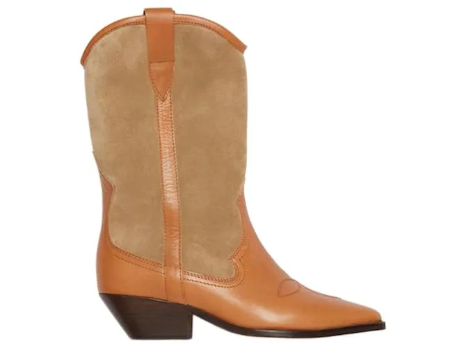 ISABEL MARANT Stivaletti Dandrea in suede beige e oro T37 / CONDIZIONE NUOVA