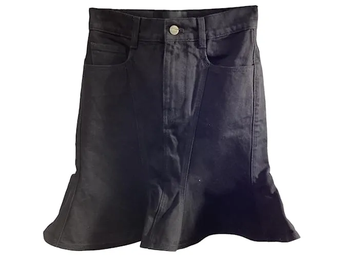 Gonna mini in denim a campana nera in cotone di Marc Jacobs Nero