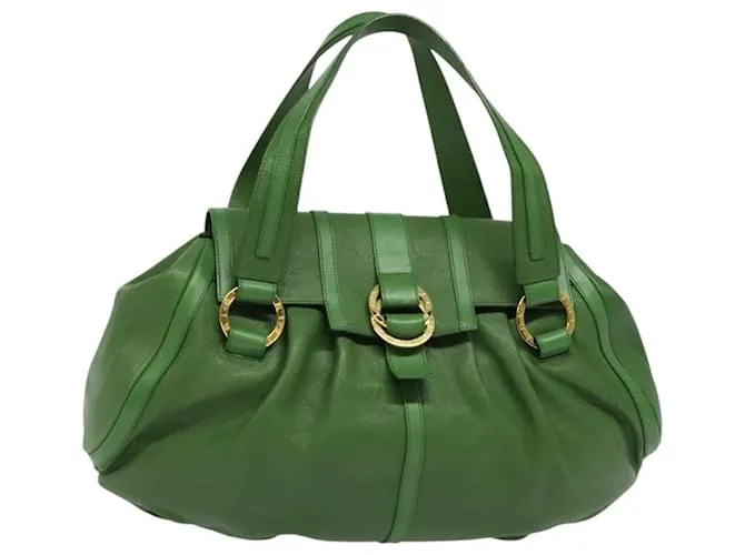 Bulgari Borsa a mano in pelle BVLGARI Chandra oro verde Auth 119194 D'oro