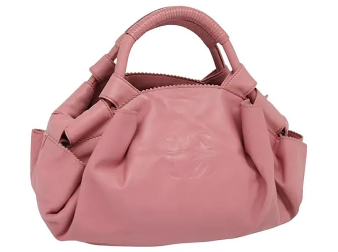 LOEWE Nappa Aire Anagram Borsa a Mano Pelle Rosa Argento Auth yk17947A
