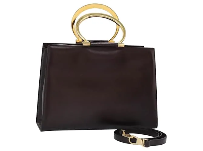 Céline Borsa a mano CELINE in pelle 2 vie marrone oro Auth 119212 D'oro