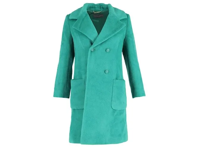 Cappotto doppiopetto in lana verde Alberta Ferretti