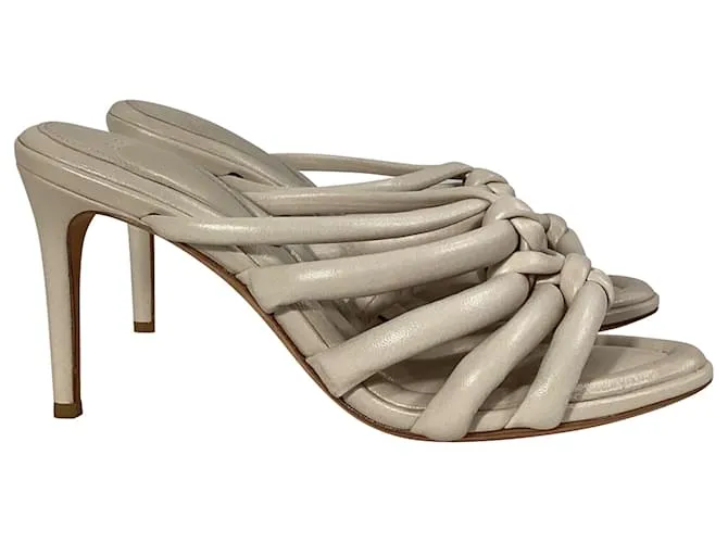 Sandali annodati Maeva 85 in pelle avorio di Alexandre Birman Bianco Crudo