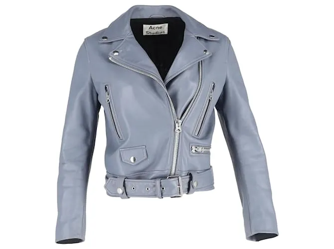 Giacca da motociclista con zip Acne Studios in pelle blu Blu chiaro