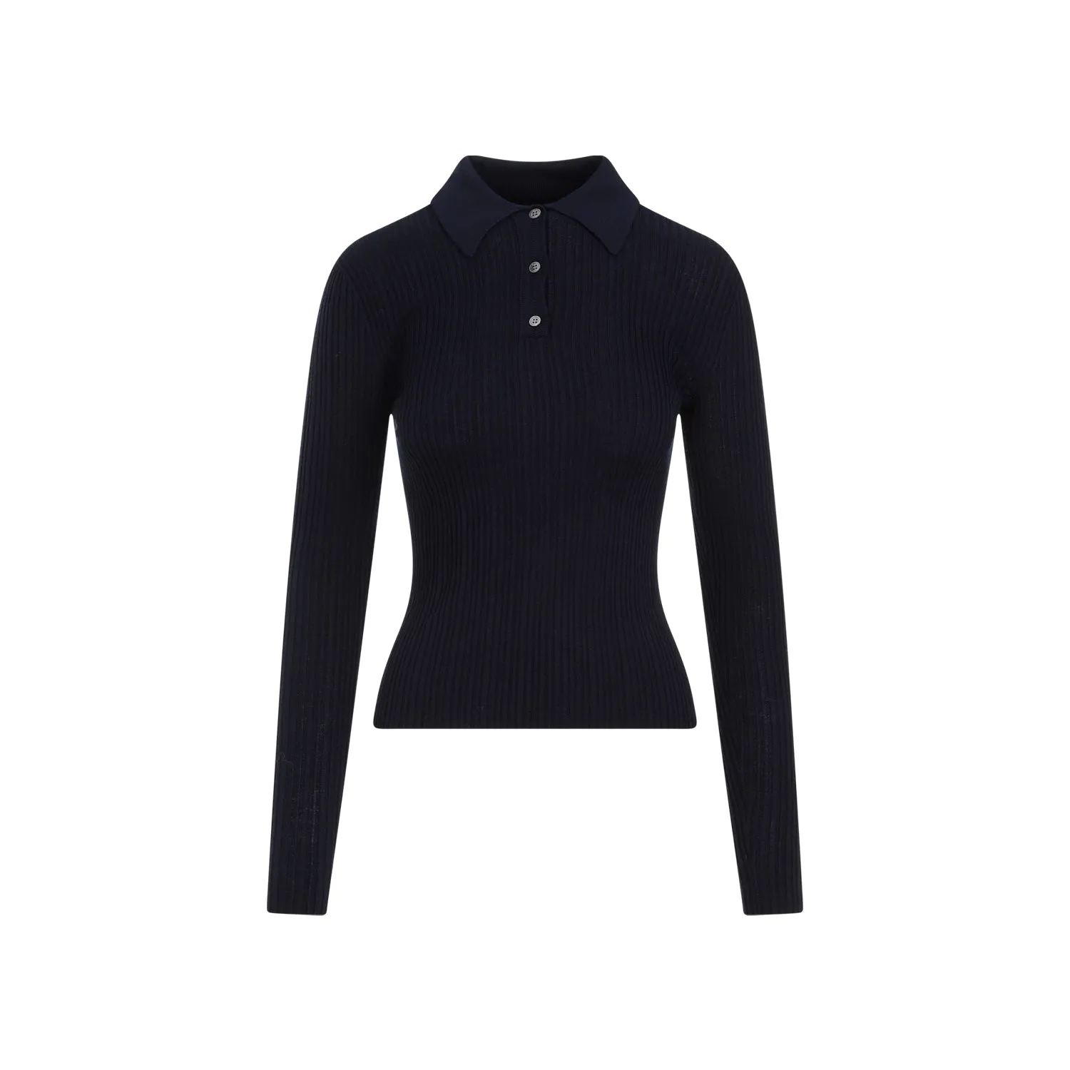Dark Navy Slim Ribbed Viscose Polo