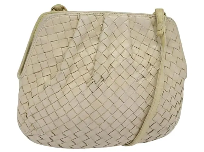 Autre Marque BORSA A SPALLA INTRECCIATO Bottega Veneta Pelle Bianco Oro Auth 120968 D'oro