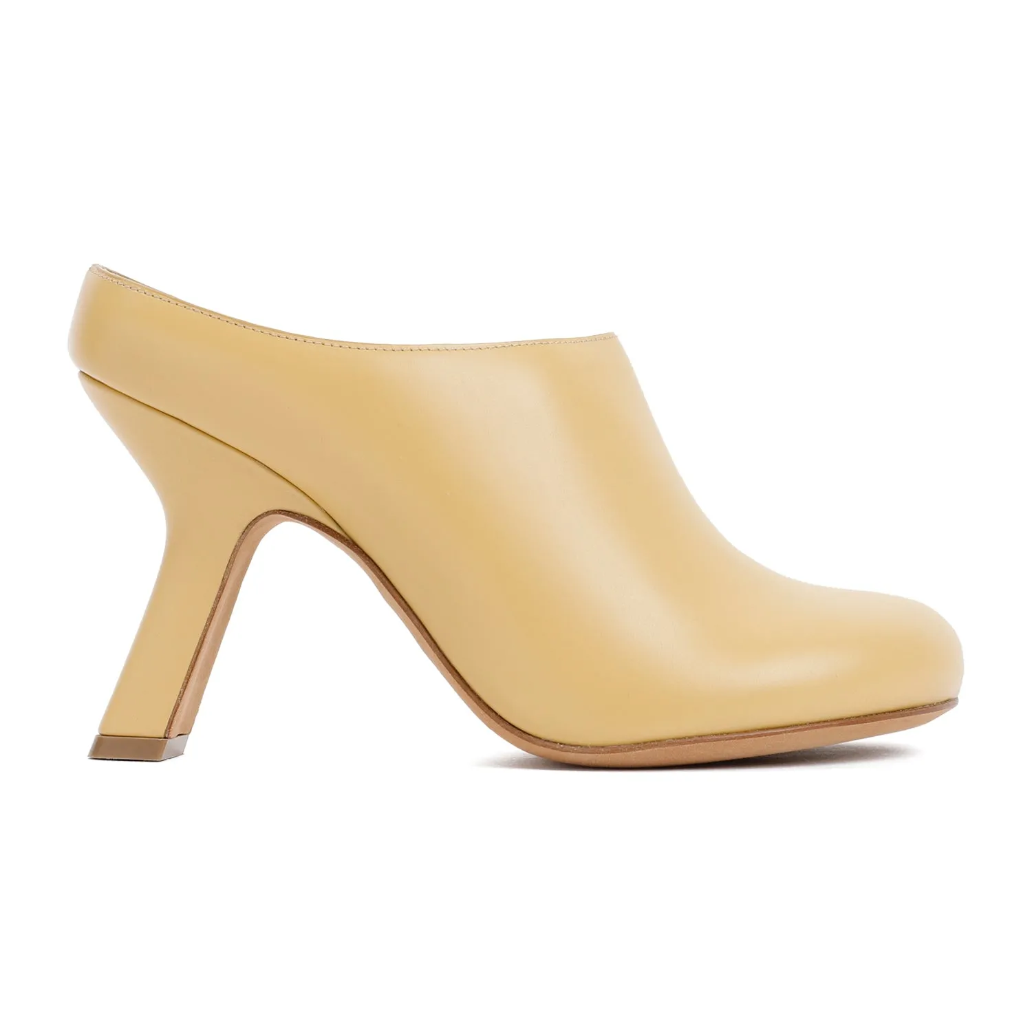 Beige Leather Terra Heel Clog 100