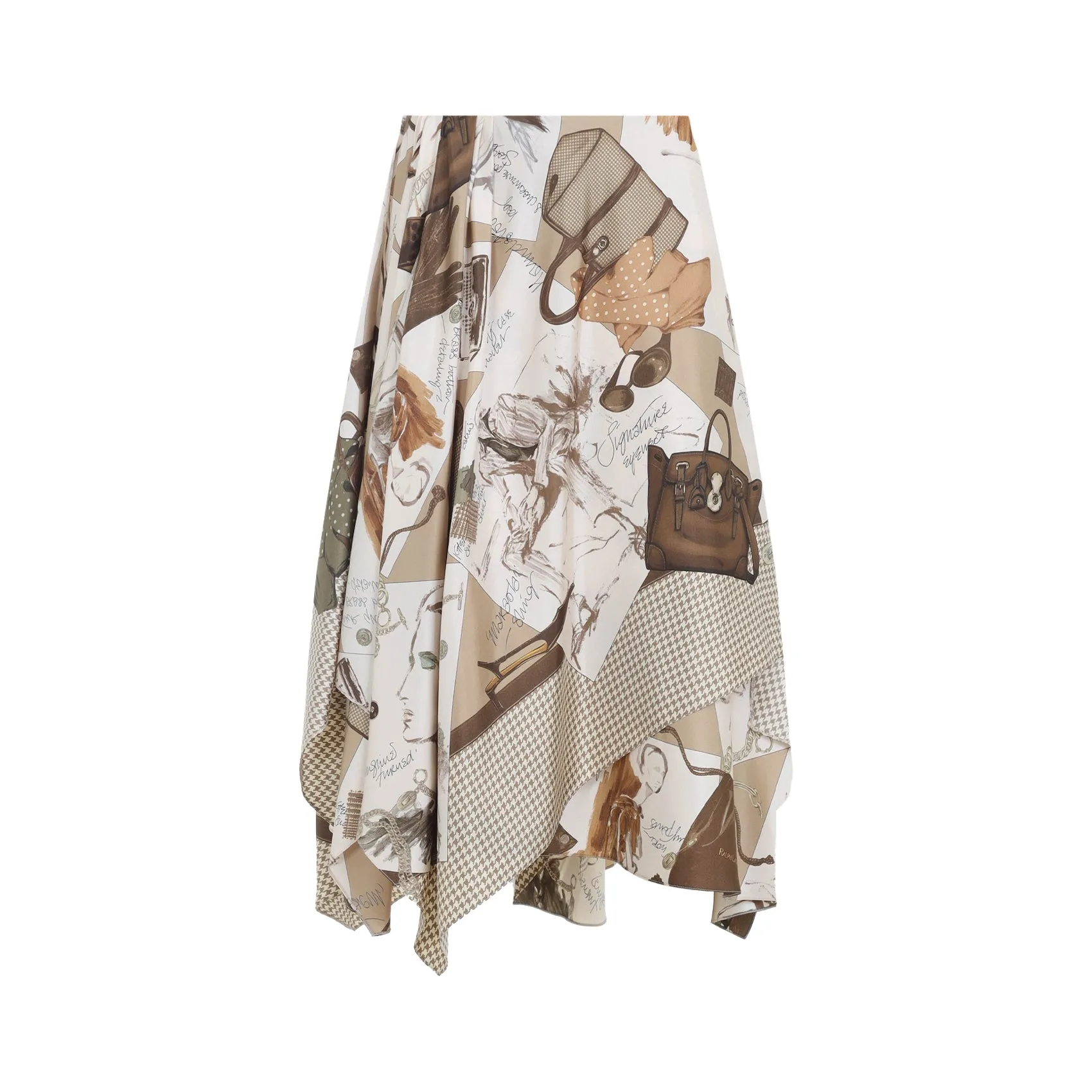 Beige Glenn Knee Silk Midi Skirt