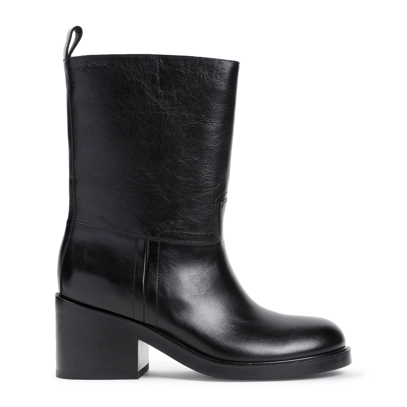 Black Calf Leather Bootie