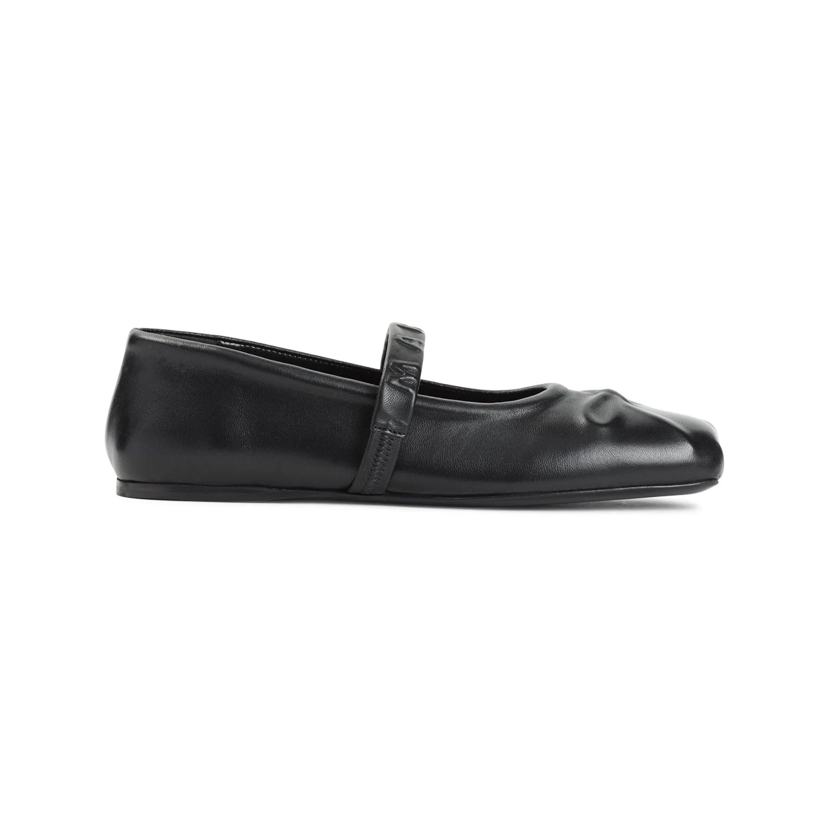 Black Mary Jane Ovine Leather Ballerinas