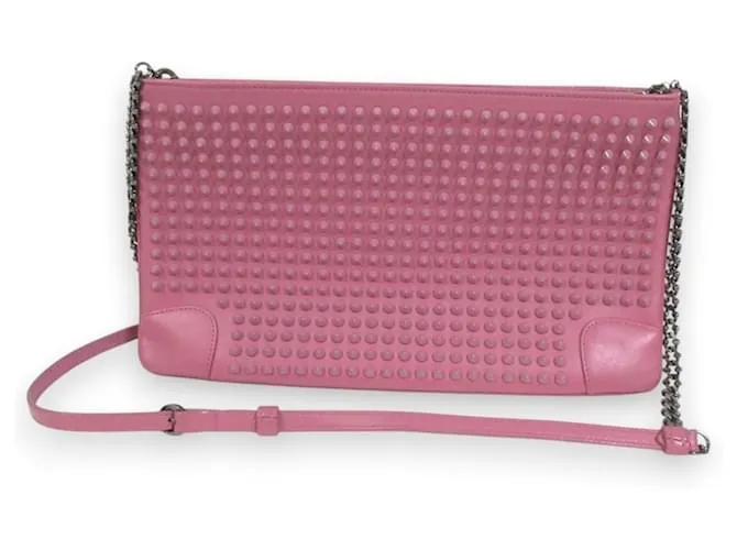 Borsa a spalla in pelle con borchie Spike di Christian Louboutin Rosa Porpora