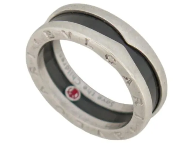 ANELLO BULGARI SAVE THE CHILDREN 346090 T 57 ARGENTO MASSICCIO & CERAMICA NERA