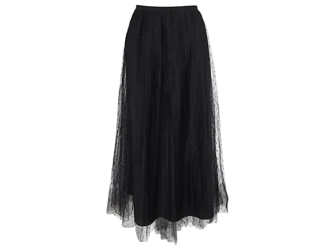 Gonna midi in tulle a pois svizzeri RED Valentino in poliestere nero