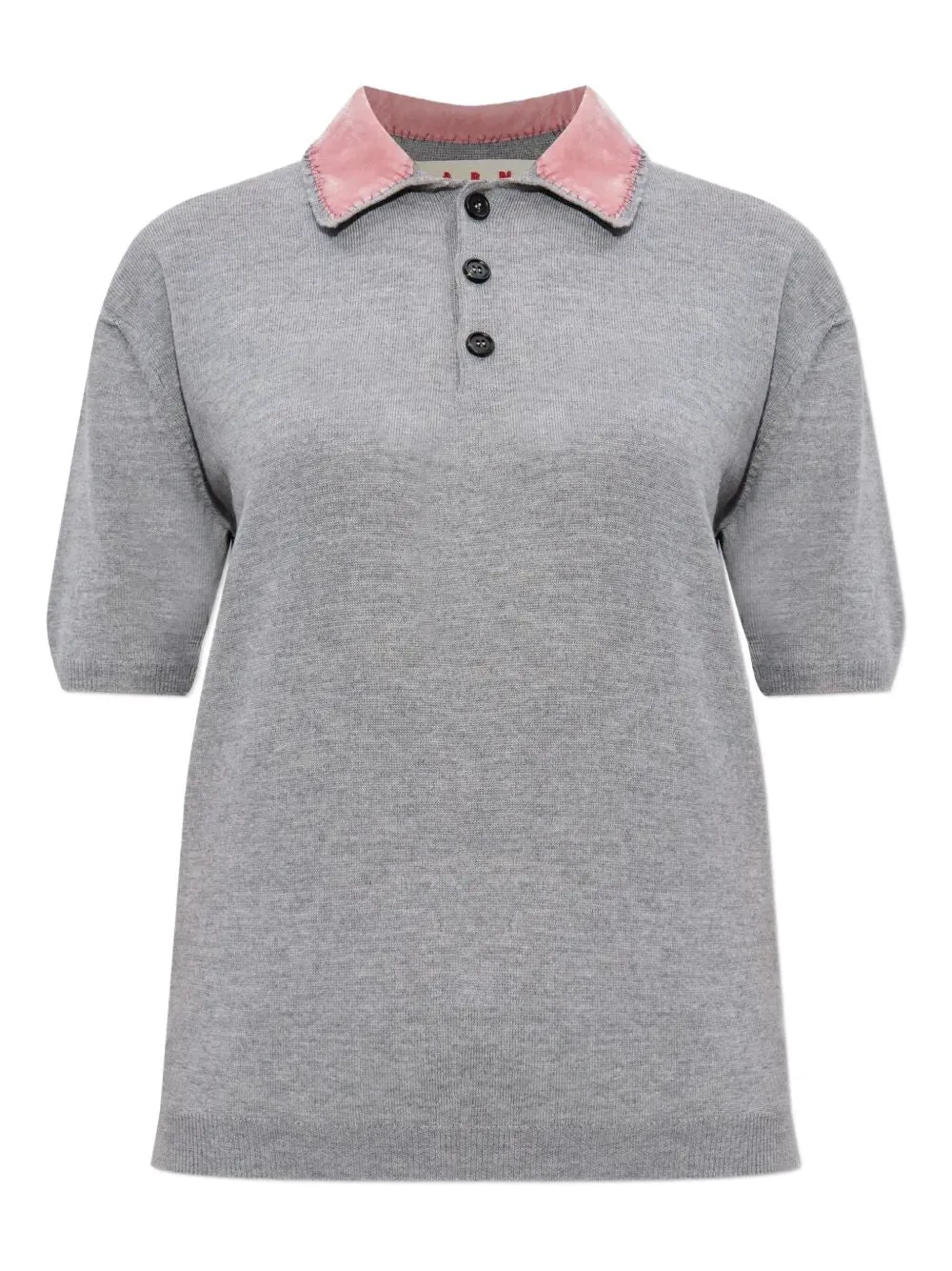 Polo In Lana Con Colletto In Velluto