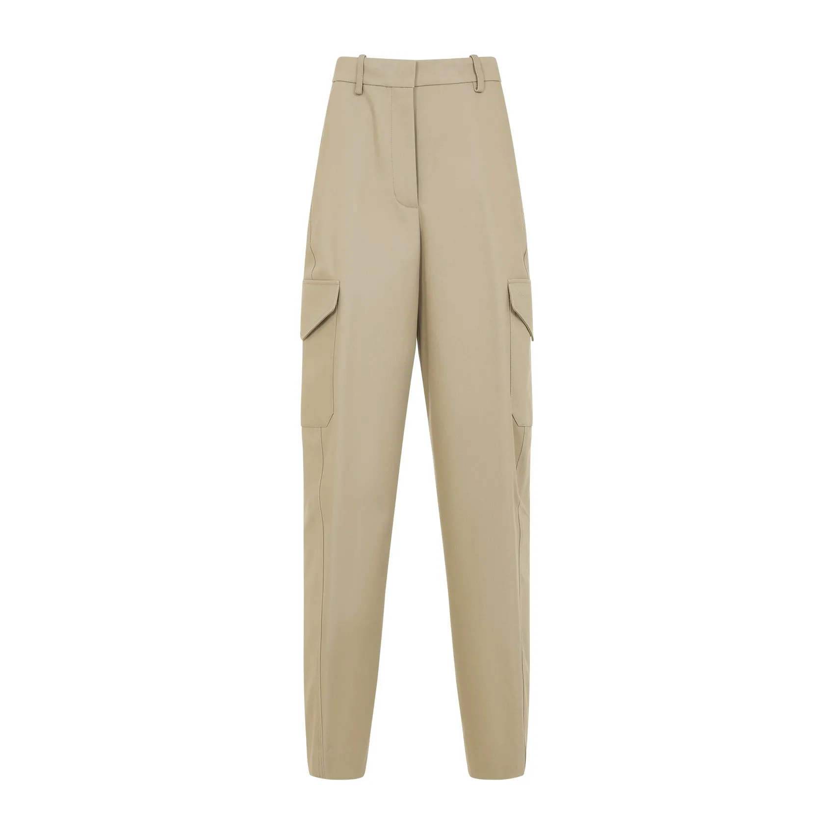 Beige Cotton And Wool Pants
