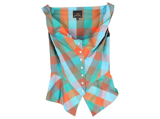 Top peplum a quadri Anglomania di Vivienne Westwood in poliestere multicolore