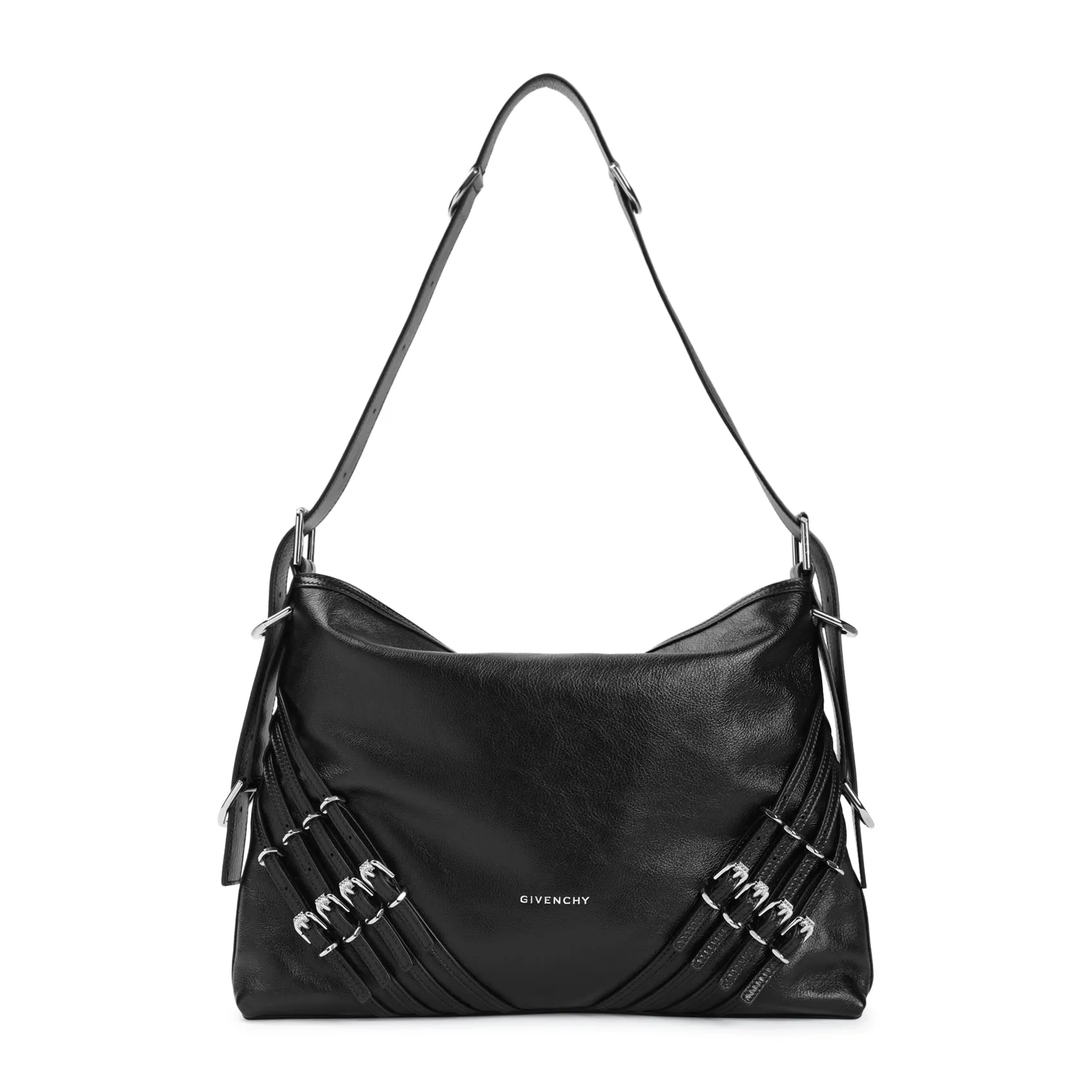 Black Calf Leather Voyou Buckles Bag