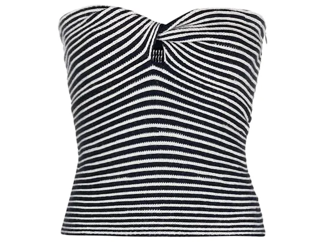 Zadig & Voltaire Sfilata Twista Top Bustier all'Uncinetto a Righe Blu navy