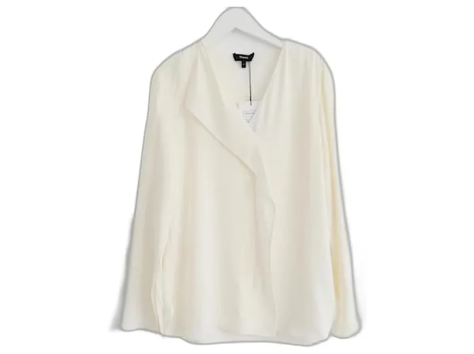 Theory Teoria Sovrapposizione Blusa di Seta Crema