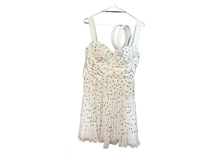 Abito mini in chiffon a pois di Self Portrait Bianco