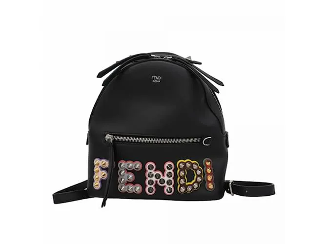 Zaino in pelle multicolore Fendi Nero