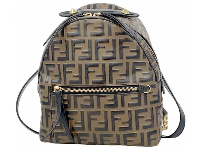 Zucca Zaino in pelle marrone Fendi