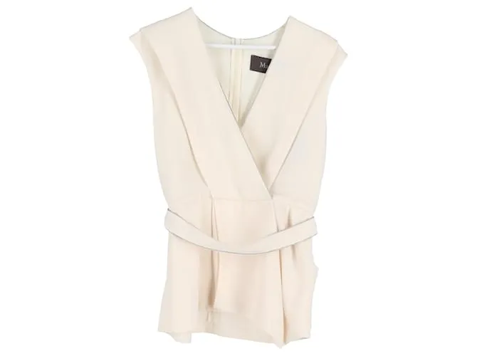 Blusa gilet con cintura Max Mara Omelia in triacetato crema Bianco Crudo