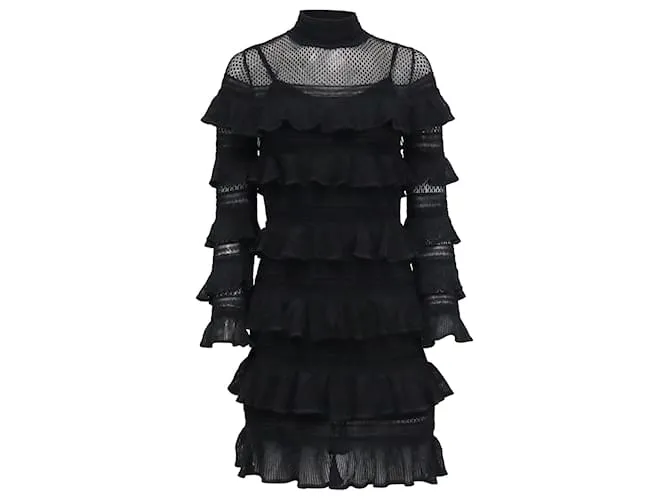 Zimmermann Abito Mini con Collo Alto Arricciato Zimmerman in Poliestere Nero