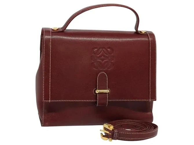 LOEWE Borsa a Mano Anagram in Pelle 2 in 1 Rossa Oro Auth 135569 Rosso D'oro