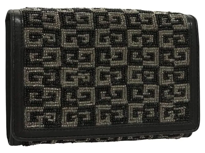 Portafoglio GIVENCHY Beads Nero Argento Auth sw1091