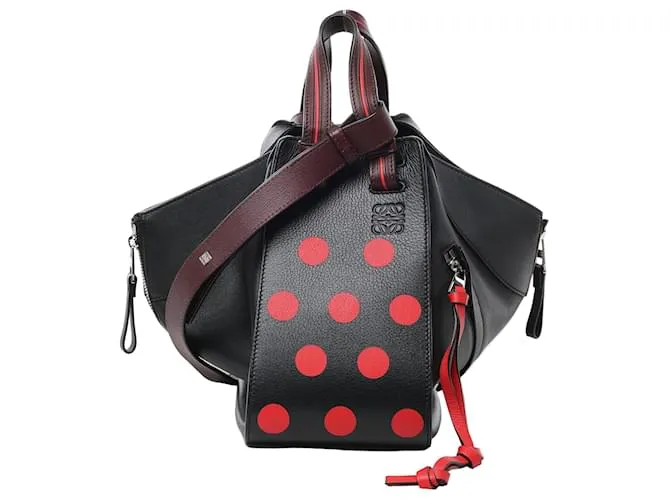 LOEWE Hammock Piccola Borsa in Pelle 2Vie in Nero x Rosso