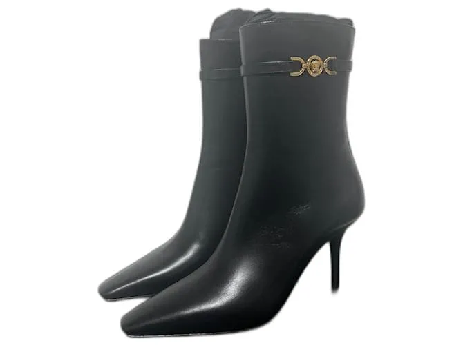 Stivali Neri con Tacco a Spillo Versace Nero D'oro