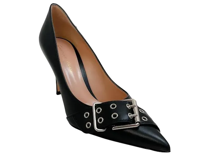 Décolleté in pelle nera con fibbia Gianvito Rossi Nero