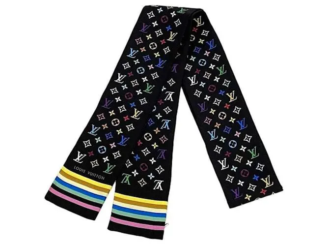 Sciarpa in seta nera Louis Vuitton Nero