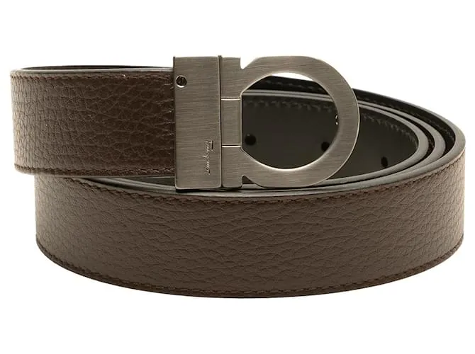 Salvatore Ferragamo Cintura reversibile in pelle marrone Gancini di Ferragamo Marrone scuro