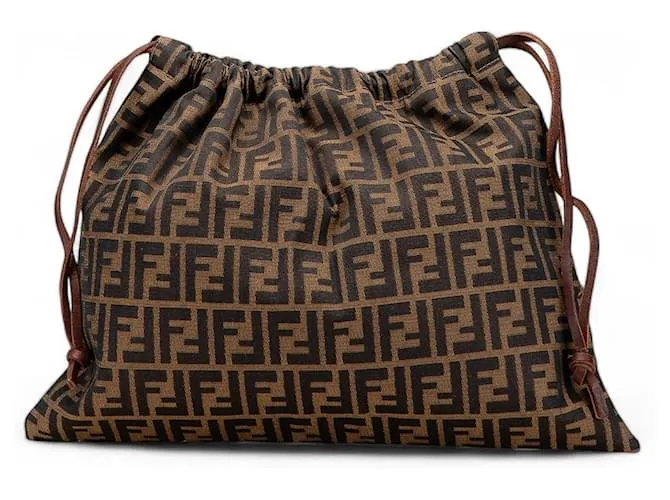 Sacchetto con coulisse in tela Zucca marrone Fendi