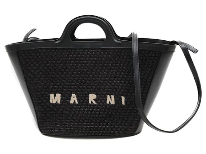 Borsa a Cestino Piccola Tropicalia di Marni Nero