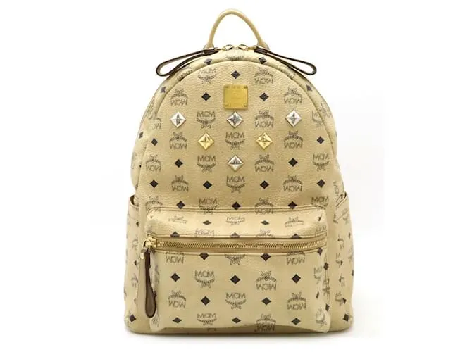 Zaino MCM Visetos in pelle PVC beige Marrone