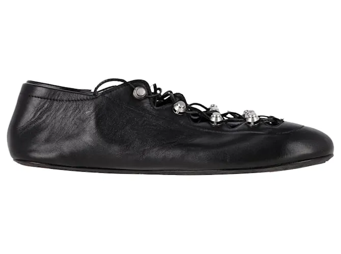 Ballerine Vyolette con lacci in pelle nera di Alexander Wang Nero