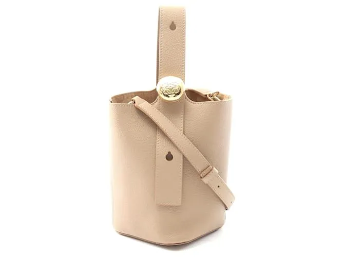 Borsa a secchiello mini Pebble in pelle Loewe Marrone Beige