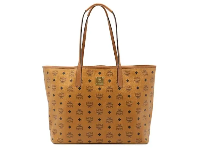 Borsa Tote in pelle PVC con logo Visetos di MCM Marrone